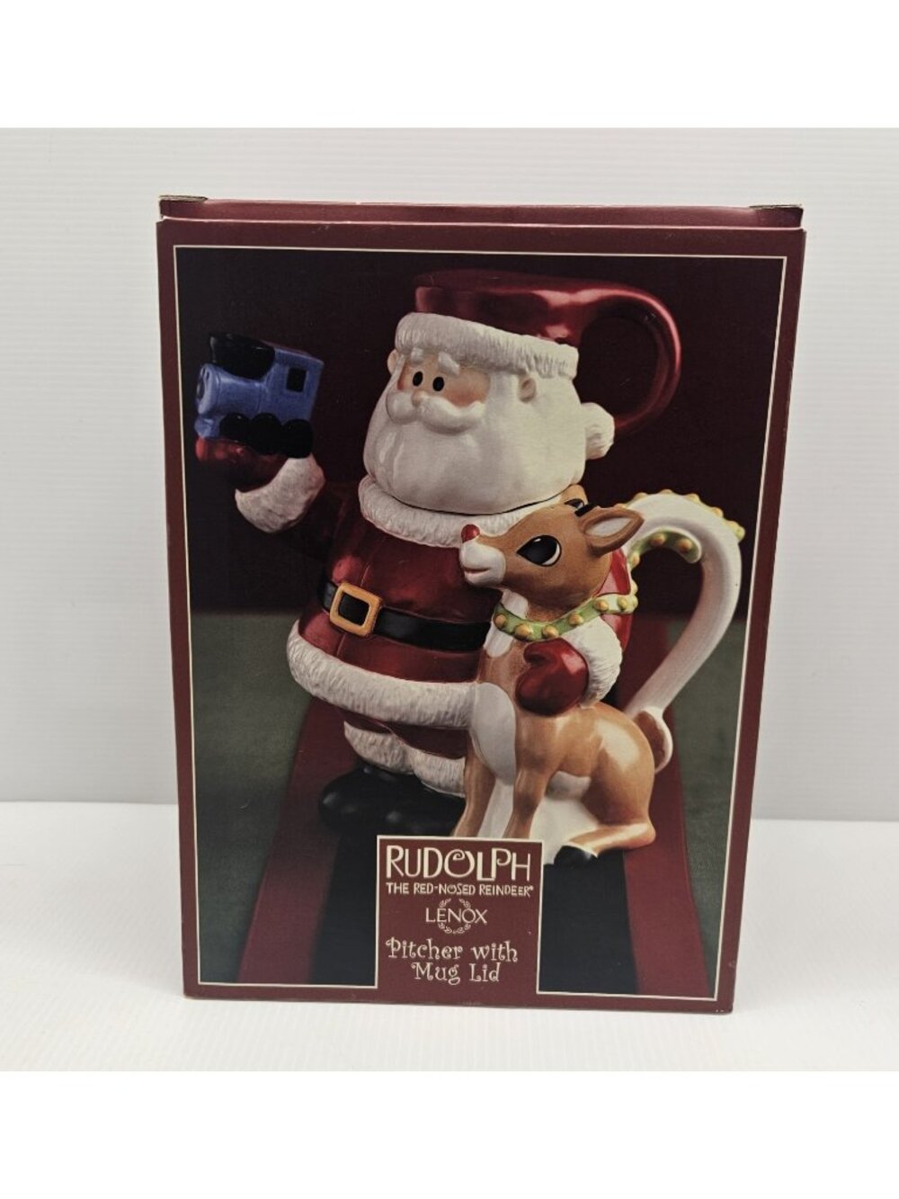 Lenox Rudolph Red-Nosed Reindeer Christmas Pitcher Mug Lid Set New Open Box